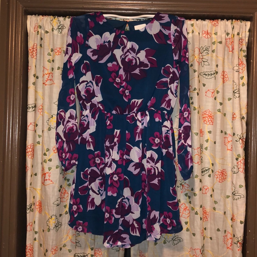 Girls blue and violet flower dress (chiffon)